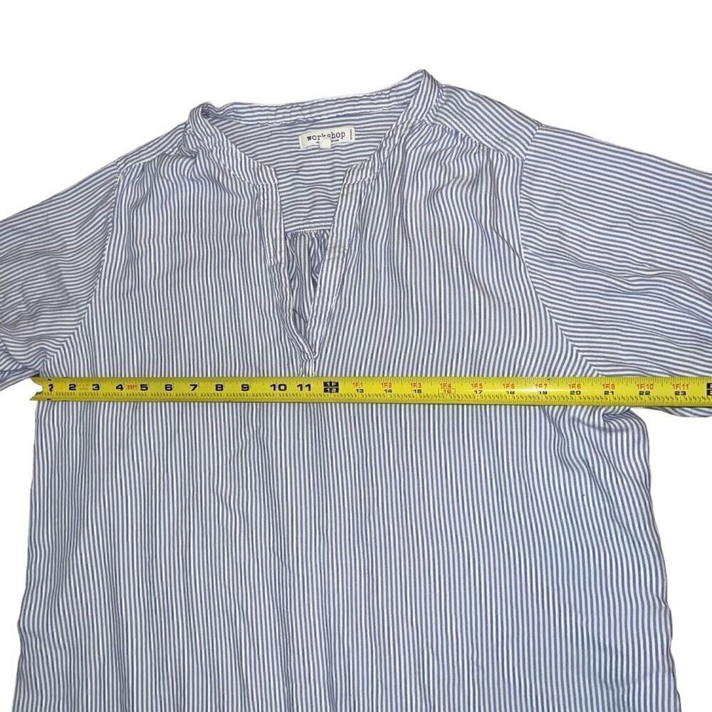 WORKSHOP Blue & White Striped V-Neck Long Sleeve Light Weight Blouse Size 1X - Picture 6 of 7